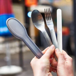 Black+Blum Stainless Steel Cutlery Set With Case Grey -Camping Equipment Store kb97f72b127caa636ff9f5e69395b27b9